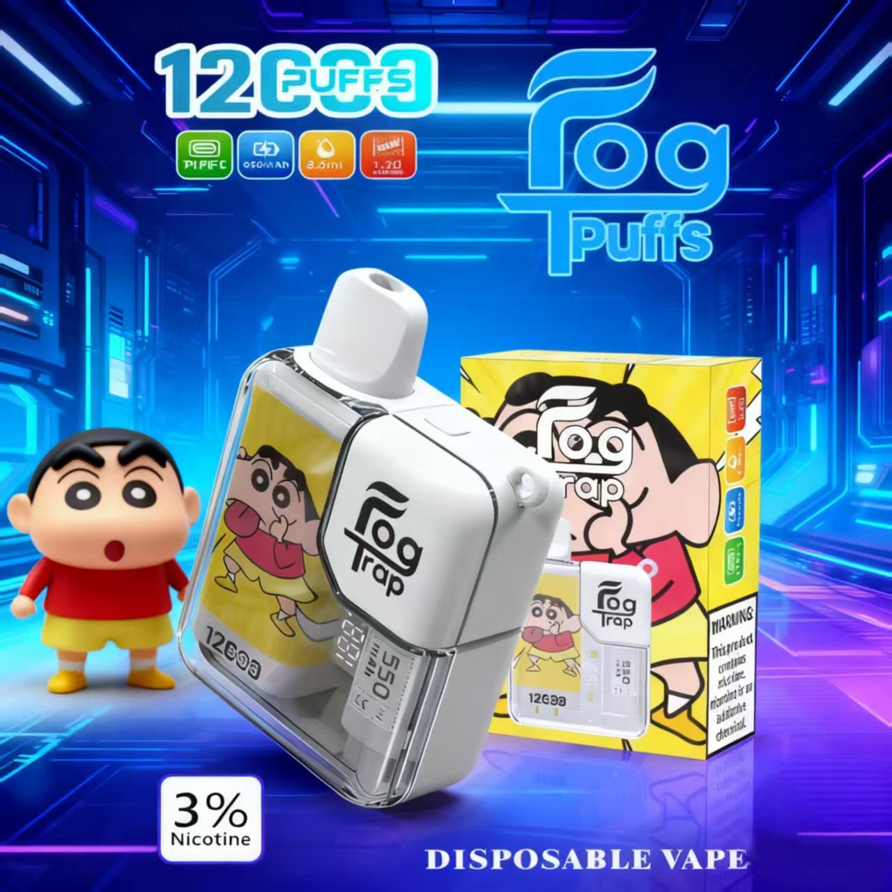 Fog Trap 12000 口卡通電子煙|拉布布/小新款 超大電量 不燙口